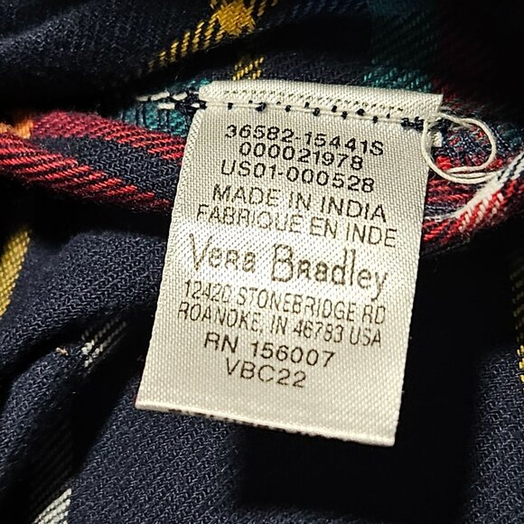 Vera Bradley Plaid Pajama Top Womens Size Small Cotton Flannel Nightwear PJs - Picture 5 of 6